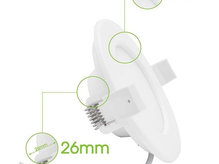 Lumare 90mm White LED Ultra-Flat and Dimmable Recessed Spotlight, Mini Slim Ceiling Spots in Warm White for Living Room