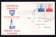 1957 Ireland Centenary of the Death of Admiral William Brown (Founder of Argentine Navy) Commemorative Stamps Illustrated First Day Cover (FDC) with Dun Laoghaire cancel