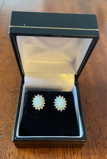 Stunning pair of Fire Opal Stud Earrings
