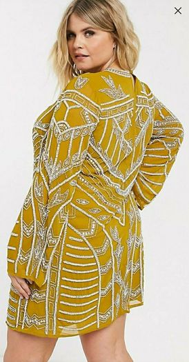 Asos Embellished Dress Mustard
