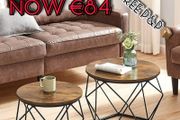 FREE P&amp;P Coffee Tables, Set of 2 Side Tables, Robust Steel Frame, for Living Room, Bedroom, Rustic Brown and Black