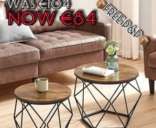 FREE P&P Coffee Tables, Set of 2 Side Tables, Robust Steel Frame, for Living Room, Bedroom, Rustic Brown and Black