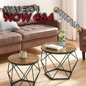 FREE P&P Coffee Tables, Set of 2 Side Tables, Robust Steel Frame, for Living Room, Bedroom, Rustic Brown and Black