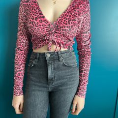Pink & Black leopard print crop top. BNWT. Size 8