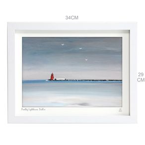 Blue Grey Poolbeg Lighthouse, framed print by Helen Mathews