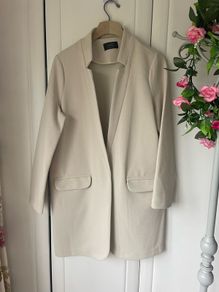 jacket beige longline marks & spencers size 8-10