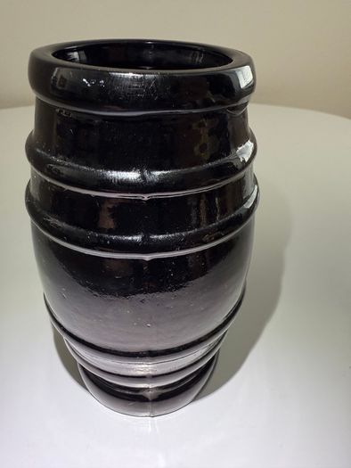 Pair of Antique Victorian Black Glass Barrel Jars (c. 1850s)