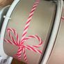 1 x 15metre roll 38mm width, of Italian taupe and candy stripe bow ribbon Image 2