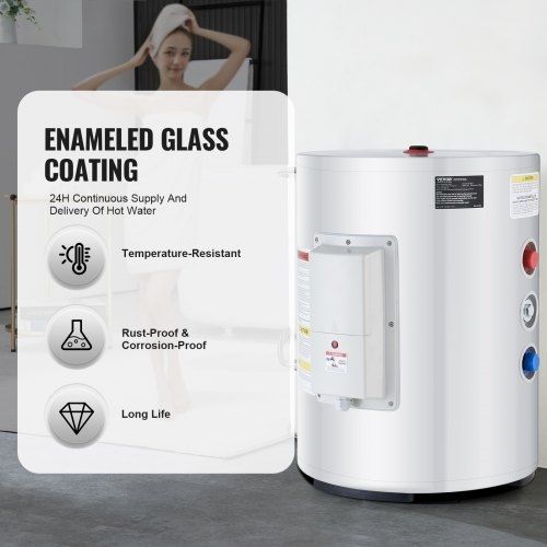 Electric Water Heater, 10 Gallon Tank Instant Hot Water Heater, 1.6Kw Tankless Water Heater w/ LED Display,Knob Control, IPX4 Waterproof Side Connection On Demand Heaters for Shower, Bath