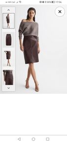 Reiss Reagan leather ponte pencil skirt in Berry 12