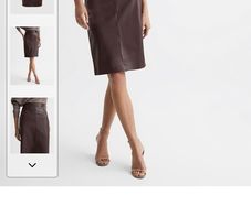 Reiss Reagan leather ponte pencil skirt in Berry 12