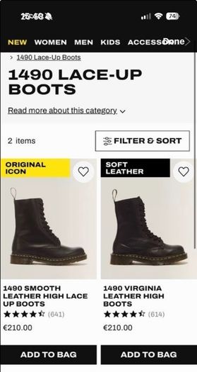Dr. Martens 1490 Leather Boots UK 7 (EU 41)