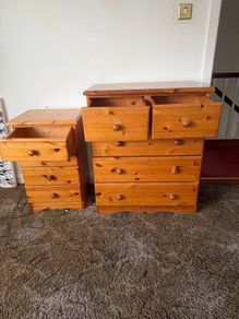 Solid Pine Bedroom Chest of Drawers and Matching Locker