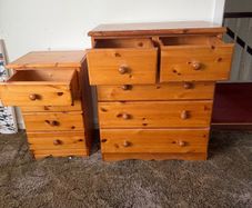 Solid Pine Bedroom Chest of Drawers and Matching Locker