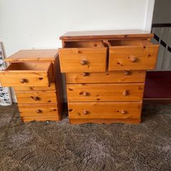 Solid Pine Bedroom Chest of Drawers and Matching Locker