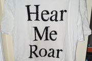 H&amp;M Cream and Black Studded Hear Me Roar T-Shirt