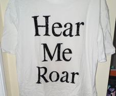 H&M Cream and Black Studded Hear Me Roar T-Shirt