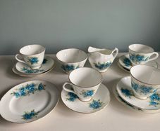 Royal Tara china  tea set fabulous blue colour