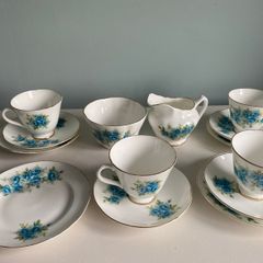 Royal Tara china  tea set fabulous blue colour