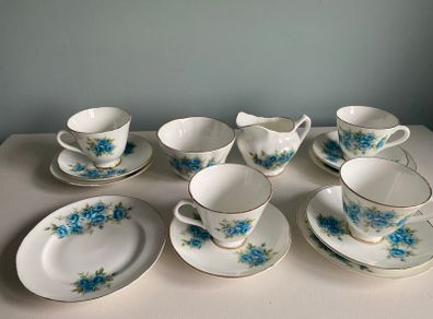 Royal Tara china  tea set fabulous blue colour