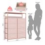 Dresser for Bedroom with 8 Fabric Drawers, Tall Storage Organizer Unit with 2 Layers Shelf, TV Stand with Sturdy Metal Frame (Pink) Image 3
