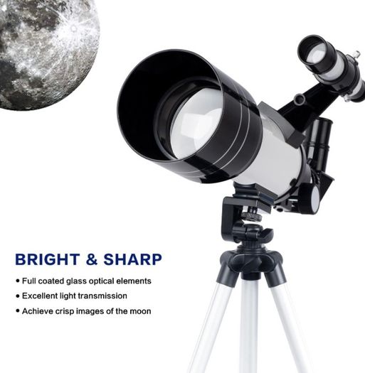 Telescope for Kids & Beginners 70mm Portable Astronomical Telescopes with Height Adjustable Tripod & Phone Adapter Gift for Christmas (FREE POSTAGE)