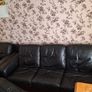 Black leather sofa 3 seater and 2 sofa chairs Image 2