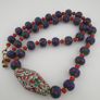 Antique Venetian Trade Beads Eye Glass, WhiteHeart & Millefiori Pendant Necklace Image 6