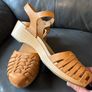 Swedish Hasbeens Tan Leather Woven Clog Sandals EU 39 Image 3