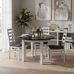Nordic White & Black Round Extendable Dining Table 100+40cm  Sleek, Modern, and Versatile