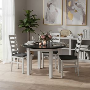 Nordic White & Black Round Extendable Dining Table 100+40cm  Sleek, Modern, and Versatile