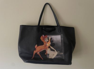 Givenchy Bambi Antigona Black Coated Canvas and Leather Shopper Tote