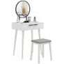 Modern Dressing Table with Round Mirror and Stool, Makeup Vanity Table with 2 Drawers for Bedroom, Living Room, 60 x 40 x 123 cm, White Image 8