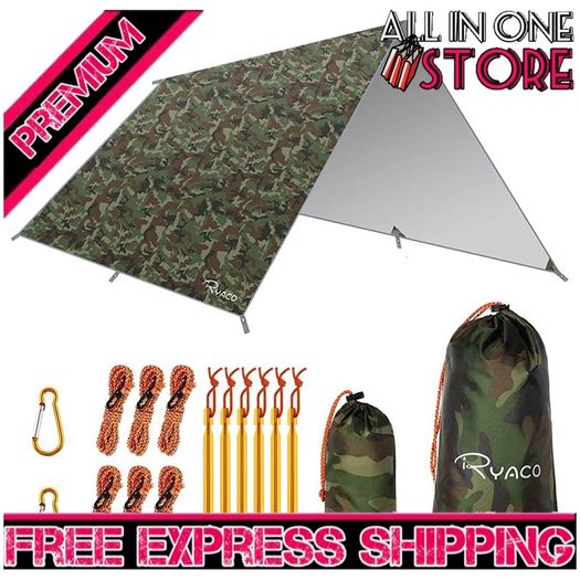 Hammock Rain Fly Tent Tarp, 3m x 3m Tarpaulin Portable Sunshade Lightweight Waterproof Groundsheet Windproof Camping (FREE SHIPPING)
