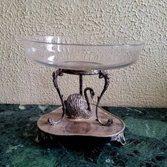Antique silverplate swan centrepiece