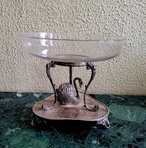Antique silverplate swan centrepiece