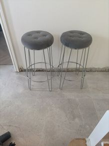 Two Grey and Chrome Bar Stools