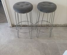 Two Grey and Chrome Bar Stools