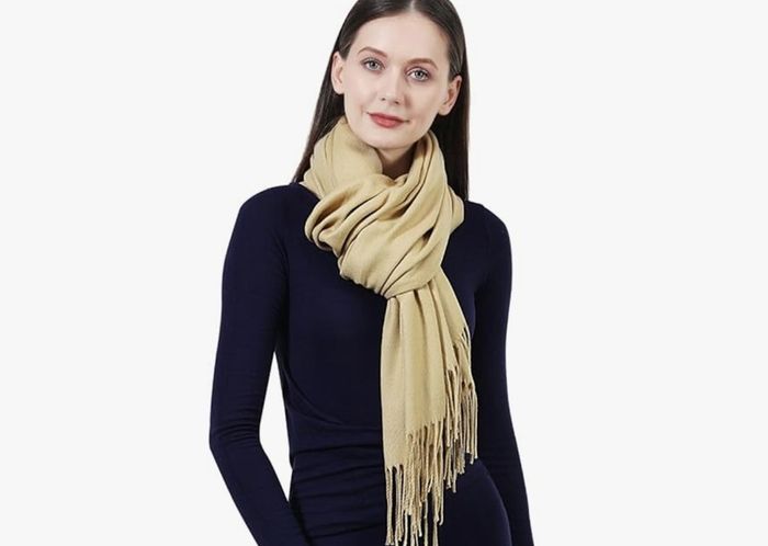 Dark green ladies warm cashmere scarf.