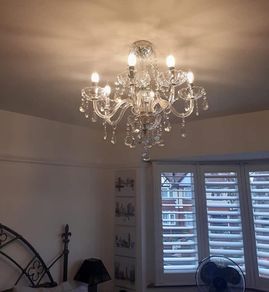 Maria Theresa Crystal Chandelier Lights, Clear Glass K9 Crystal 6 Arms Ceiling Light Fixture LED Pendant Lighting for Living Room, Dining Room, Hallway, Stairway, Lounge, Size: D58cm H53cm (FREE POSTAGE)