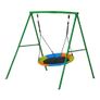 Swing Set for Backyard, 100 cm Saucer Swing Seat with Heavy Duty A-Frame Metal Stand, 199.6 kg Load Capacity, Reinforced with Spiral Ground Anchors, Swingset Outdoor for Kids, Green and Colorful Image 9