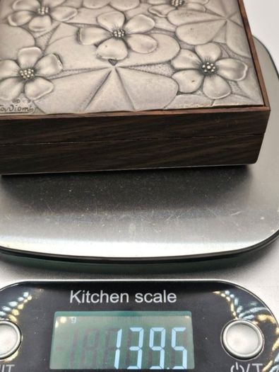 Italian Mid Century Modern Jatoba and Silver Plated Cigarette Box
