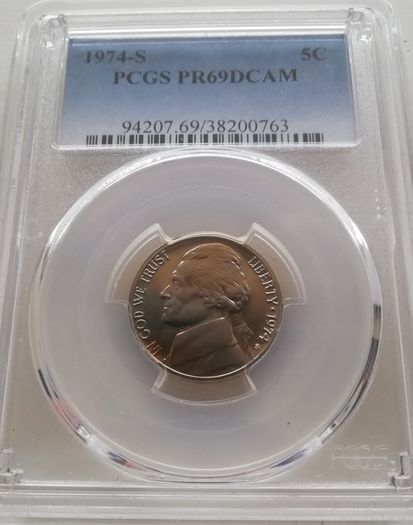 1974 S 5c Jefferson Nickel Pcgs Pr69dcam