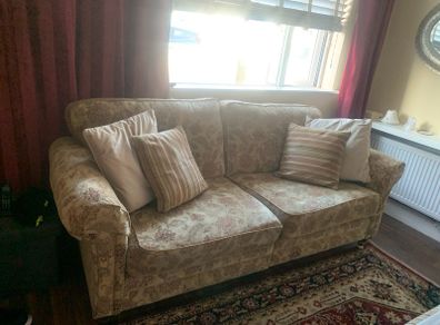 3 seater matching footstool and rug