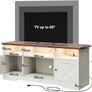 TV Unit, TV Stand Cabinet with Sockets, USB and LED, TV Cabinet Suitable for up to 65'' TV, with 4 Open Compartments and 2 Cabinets, Suitable for Living Room, 150 x 35 x 65cm, White Image 6
