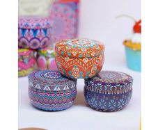Boho Style Scented Candle with Flower Petals - ideal for meditation, altars and home spa & relaxing baths