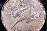 [#205] - Ireland 1959 | Irish 1/4d | Farthing | Woodcock | KM.9 | UNC