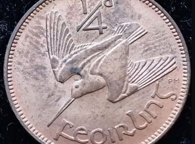 [#205] - Ireland 1959 | Irish 1/4d | Farthing | Woodcock | KM.9 | UNC