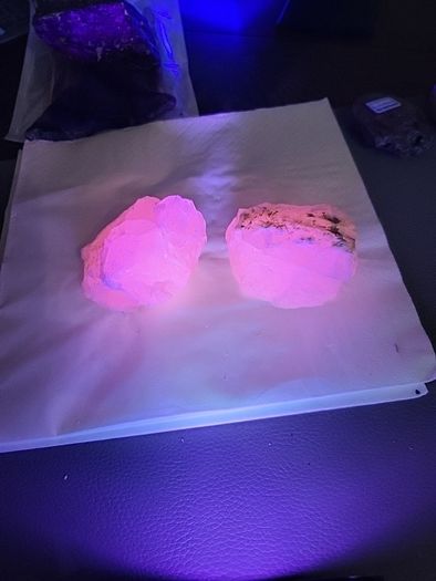 Pink calcite specimens uv reactive 10e each