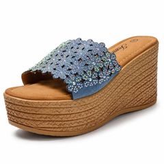 Brand New Women's Wedge Sandals High Platform.  Blue EU 38.